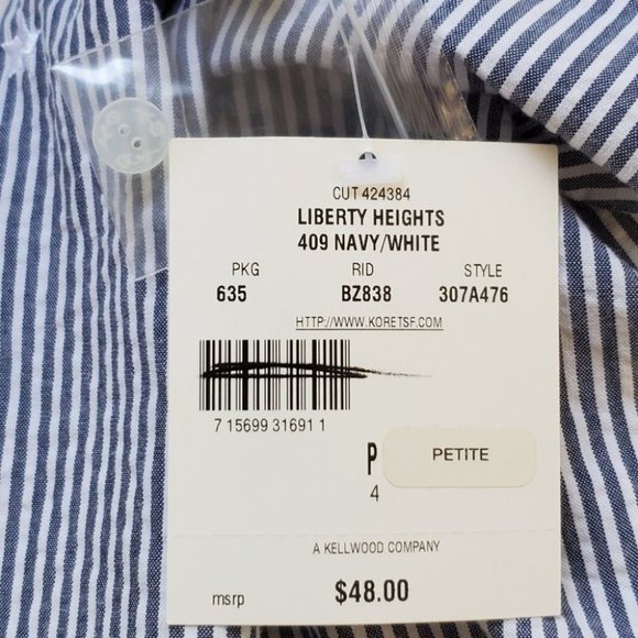 Koret Petite Embroidered Flowers & Stars Striped Top One Piece NEW Size SP - Picture 16 of 16